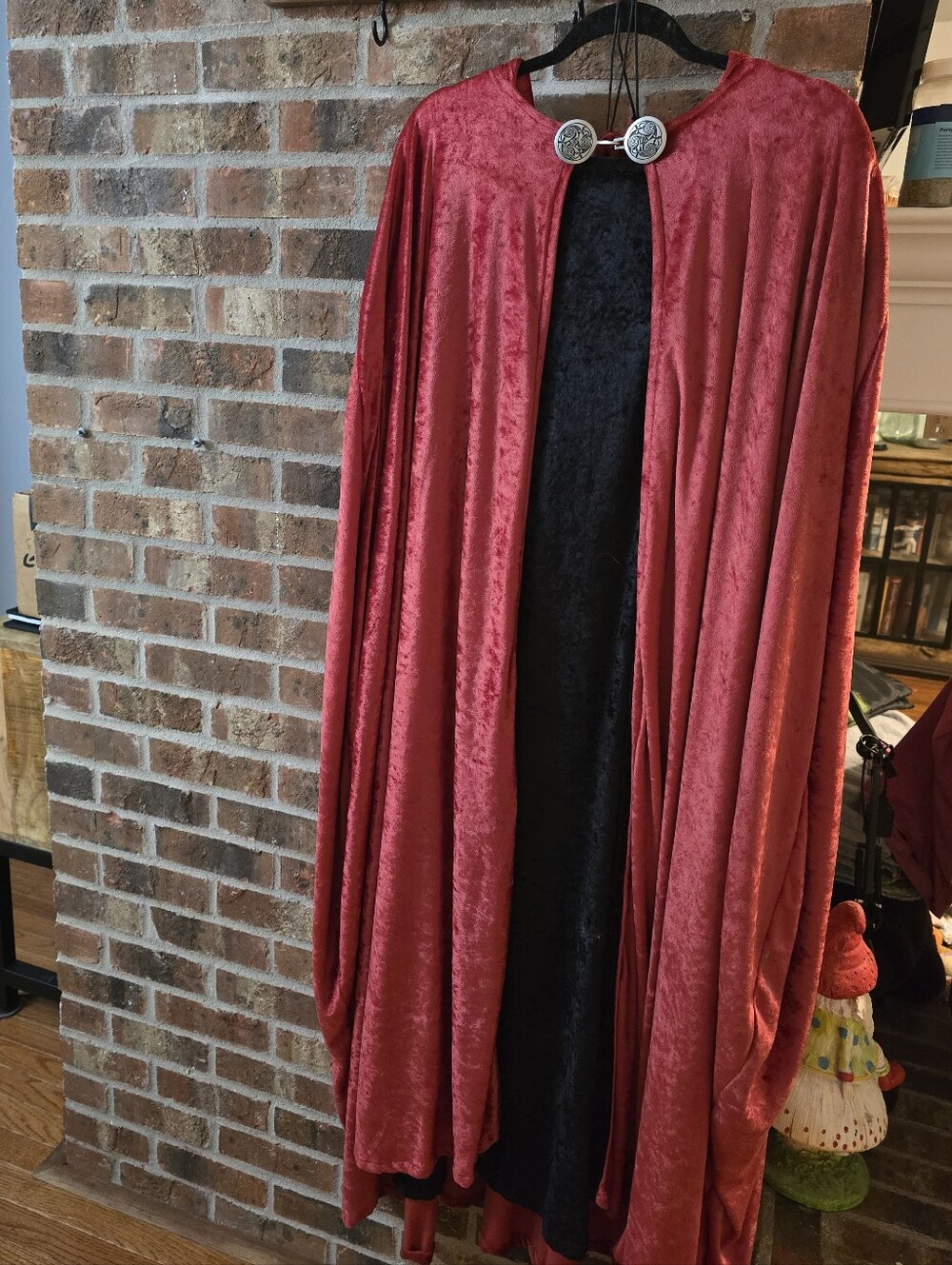 Crushed Velvet Red Cape with Black Lining With Pouch